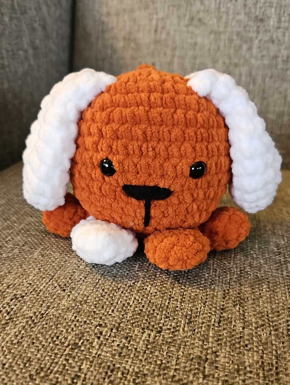Handmade Crochet Plush Dog - Orange And White